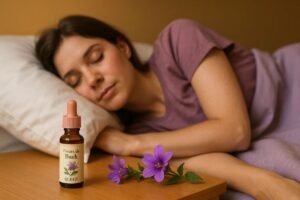 Femme dort paisiblement grace aux fleurs de Bach