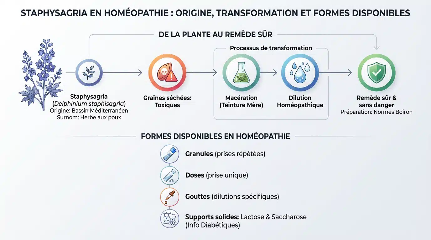 Fleurs bleues de Delphinium staphisagria à l'origine du remède homéopathique