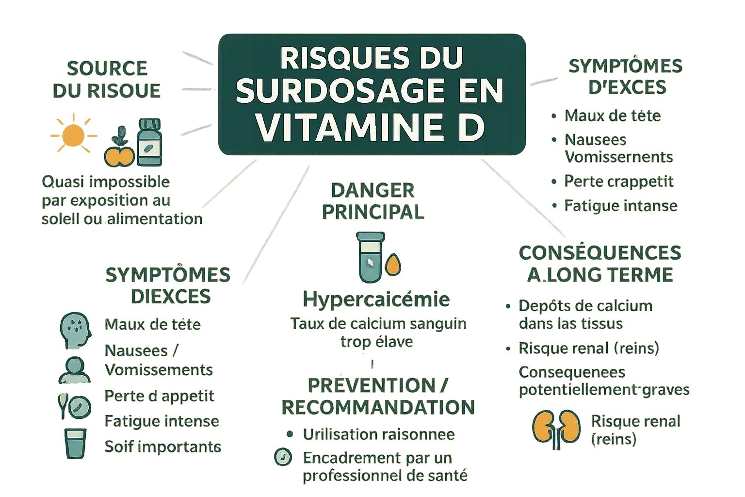 Illustration sur les risques du surdosage en vitamine D