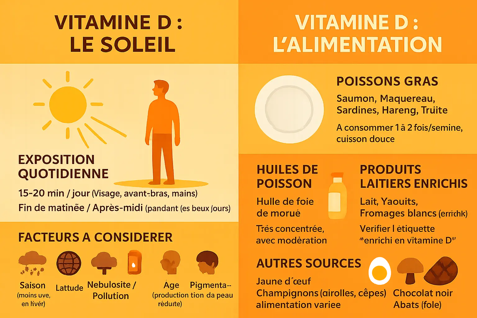 Illustration d'aliments riches en vitamine D