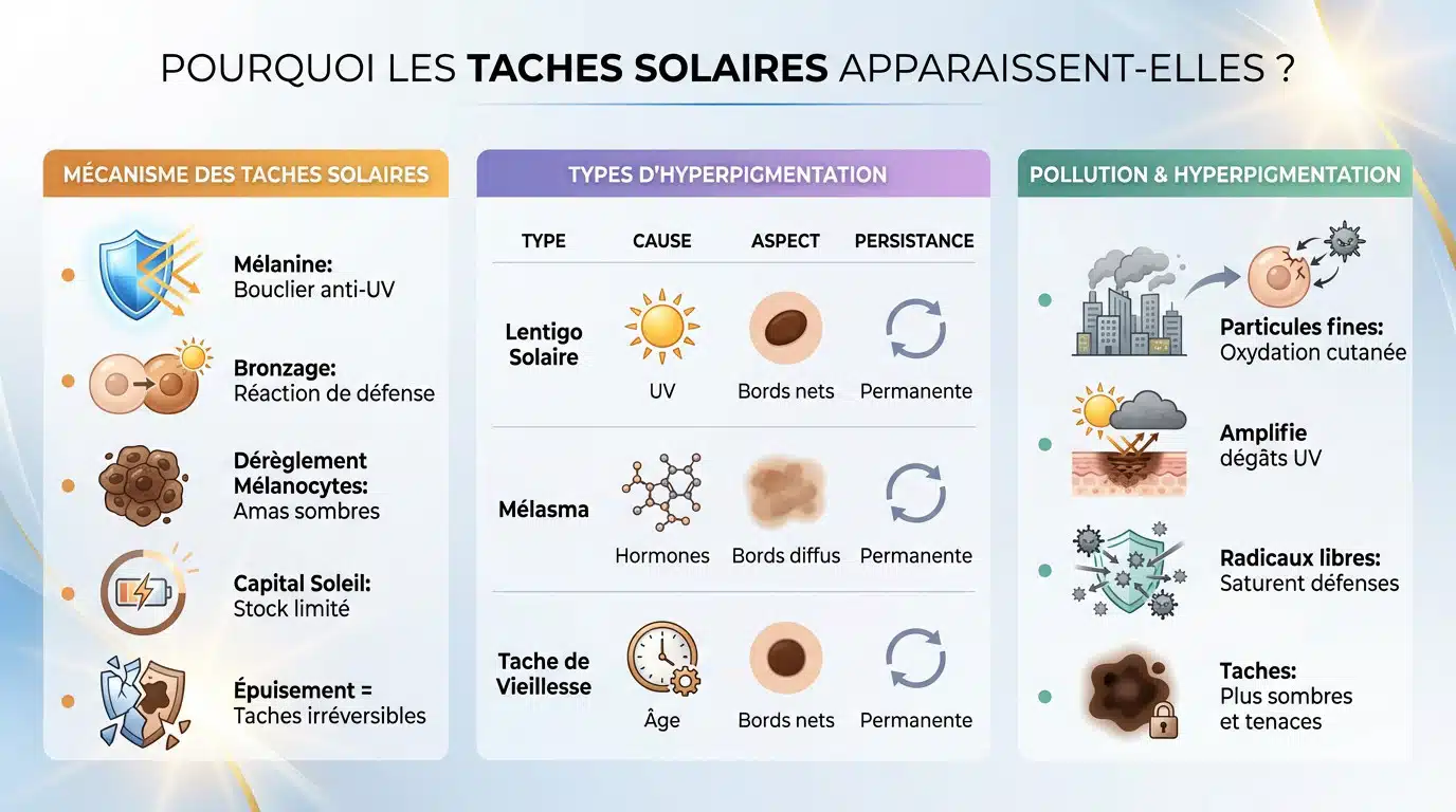 Une tache soleil visible sur l'épiderme après une exposition aux UV