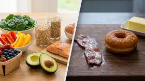 Sélection d'aliments variés illustrant le cholestérol aliments éviter pour protéger le cœur