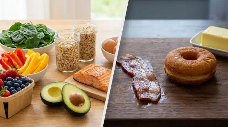 Sélection d'aliments variés illustrant le cholestérol aliments éviter pour protéger le cœur