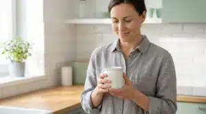 Moment de sérénité en cuisine illustrant l'utilisation d'un vermifuge adulte