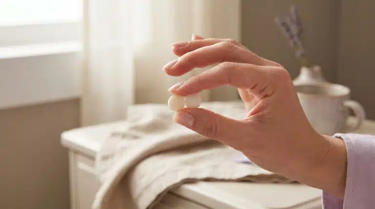 Mains tenant des comprimés de Spasfon illustrant la posologie spasfon pour soulager les spasmes