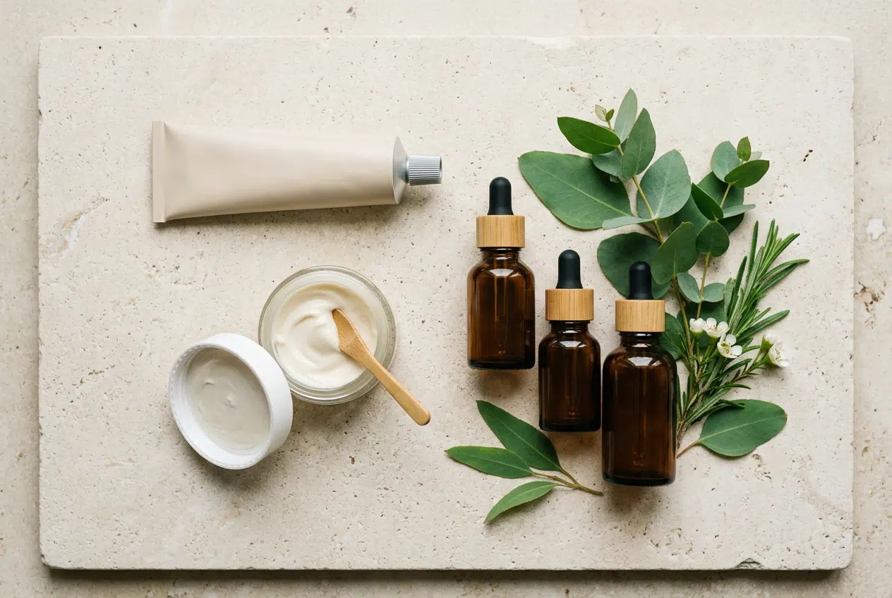 Soins dermo-cosmétiques à base d’urée et de céramides posés à plat