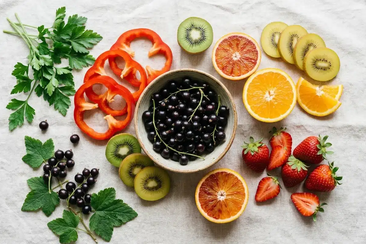 Aliments riches en vitamine C Poivron, kiwi, agrumes, cassis et fraises, aliments riches en vitamine C