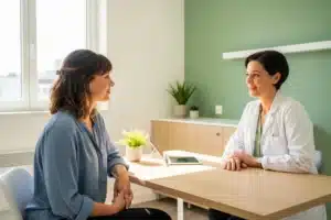 Fertilité après 35 ans : femme en consultation pour un bilan de fertilité avec une gynécologue