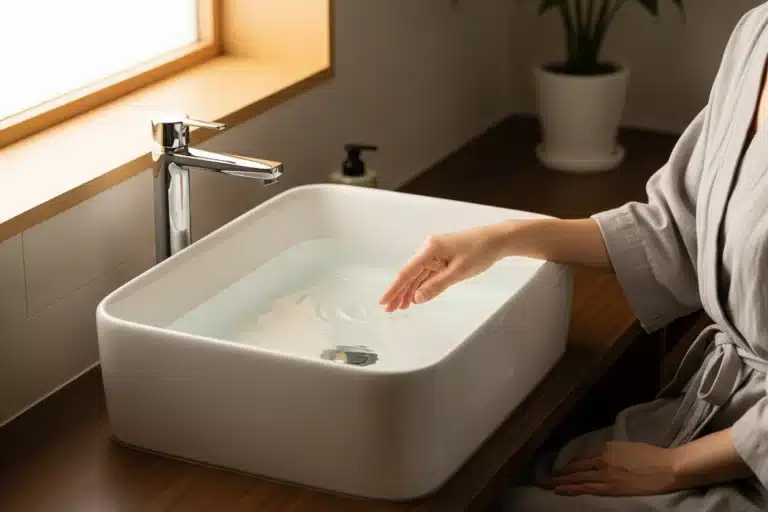 Bain de siège tiède pour soulager les hémorroïdes naturellement