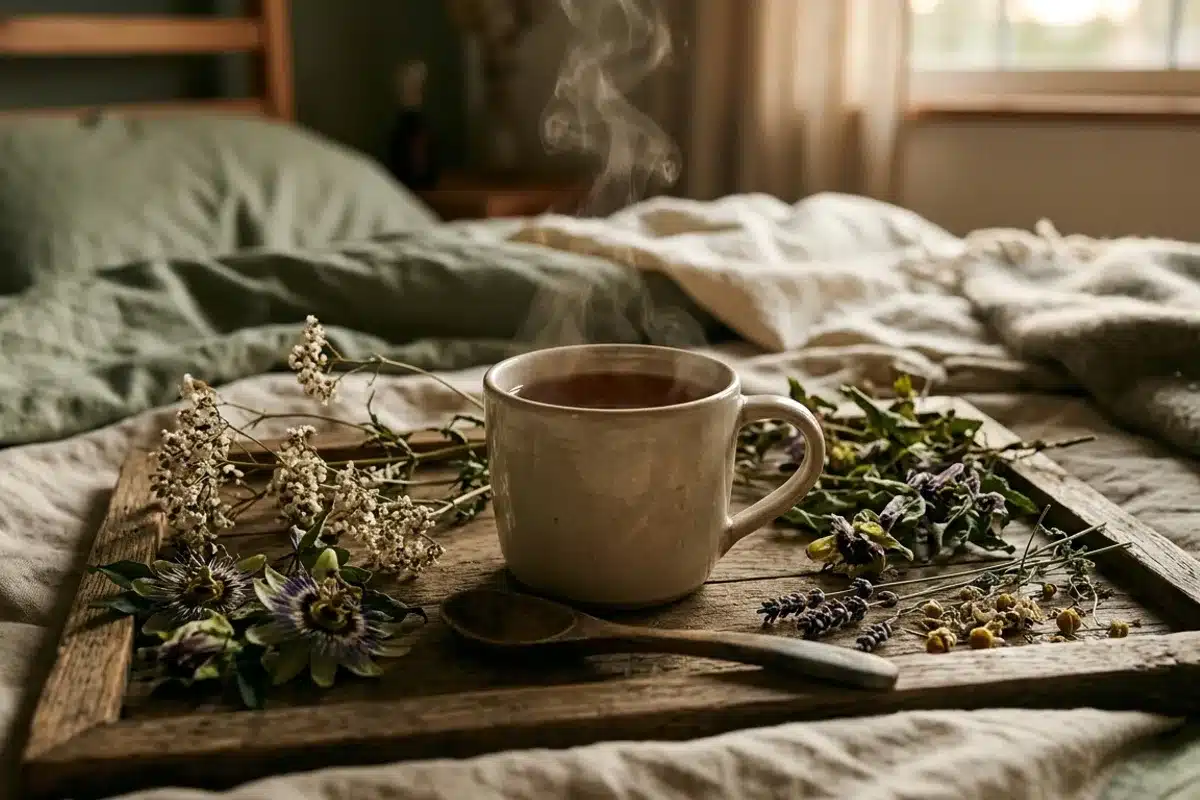 Plantes du sommeil : tisane du soir Tisane de valériane et passiflore, plantes sédatives pour faciliter l'endormissement
