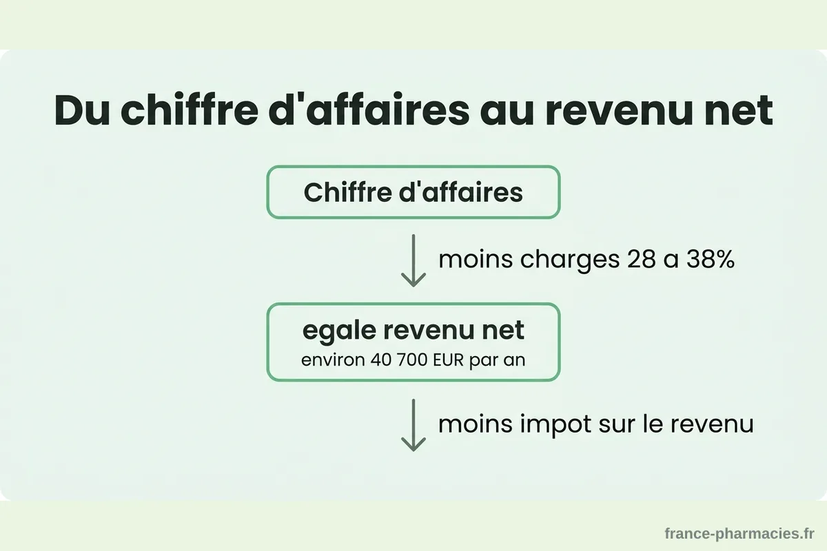 Du chiffre d'affaires au revenu net d'un kiné libéral Schéma du chiffre d'affaires au revenu net d'un kiné libéral après charges et impôt