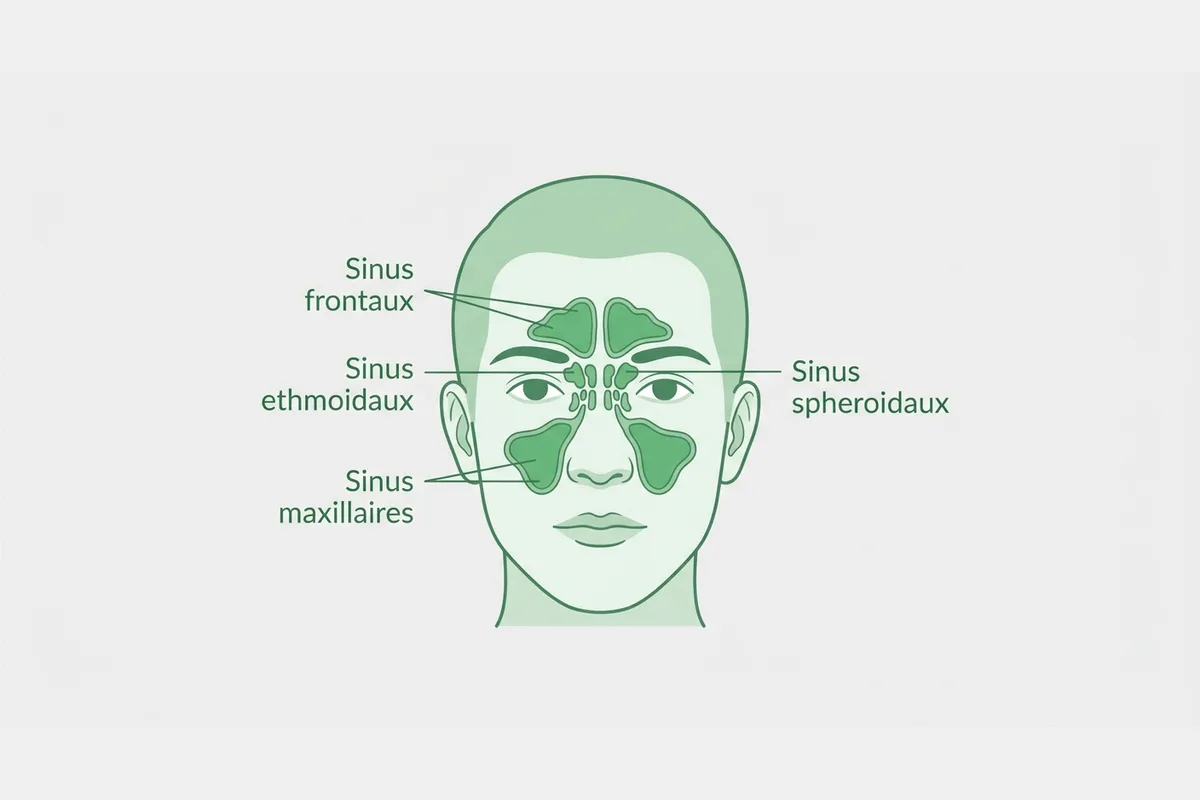 anatomie des sinus du visage - sinus frontaux maxillaires ethmoïdaux sphénoïdaux schéma anatomique des sinus du visage : sinus frontaux, ethmoïdaux, maxillaires et sphénoïdaux