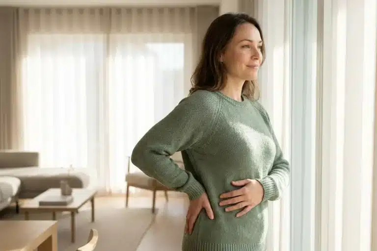 Femme posant les mains sur son abdomen droit, peut-on mourir de la vésicule biliaire
