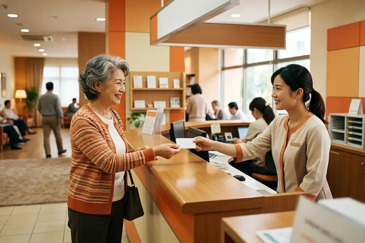 Carte Mobilité Inclusion CMI présentation guichet Personne présentant sa Carte Mobilité Inclusion à un guichet de service public